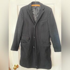 J. Crew Men's Black Mayfair Wool Cashmere Winter Coat XS minimalist normcore